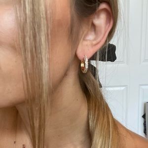 Gold & Studded Huggie Earrings